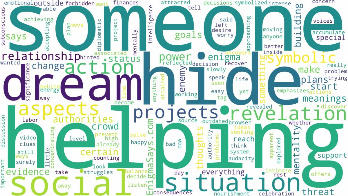 dreaming of helping someone hide and related dreams with their meanings in a word cloud