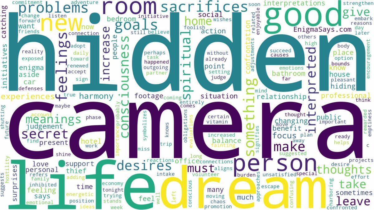 dream about hidden camera and related dreams with their meanings in a word cloud