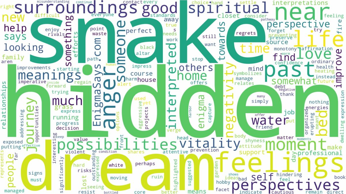 dream about hidden snake and related dreams with their meanings in a word cloud