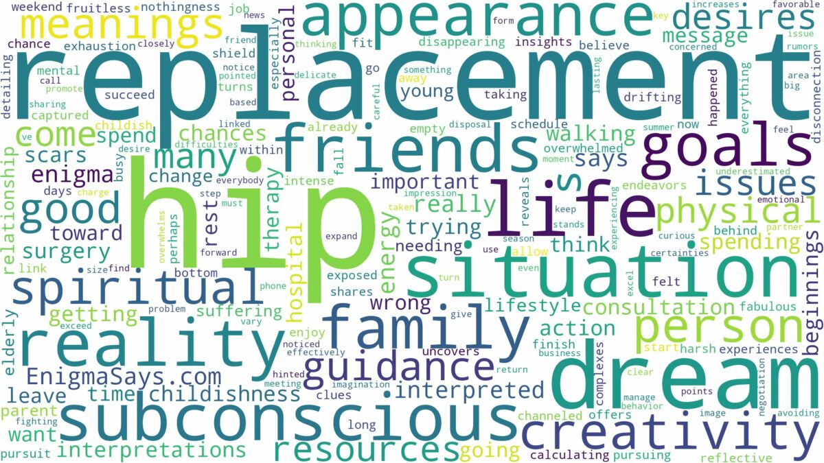 dream about hip replacement and related dreams with their meanings in a word cloud