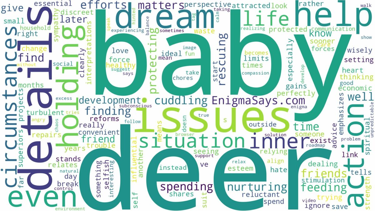 dreaming of holding a baby deer and related dreams with their meanings in a word cloud