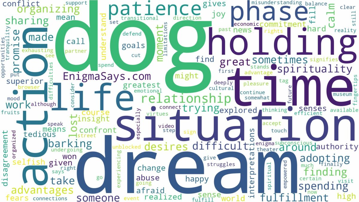 dream of holding a dog and related dreams with their meanings in a word cloud