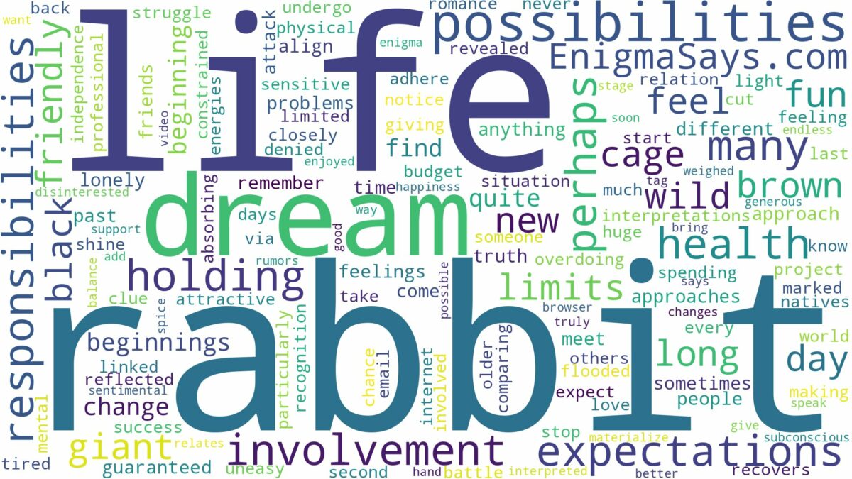 dream of holding a rabbit and related dreams with their meanings in a word cloud