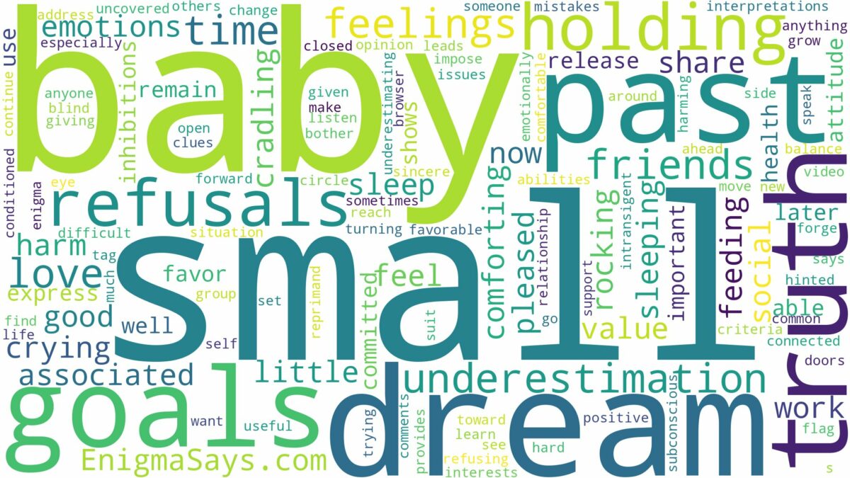 dreaming of holding a small baby and related dreams with their meanings in a word cloud