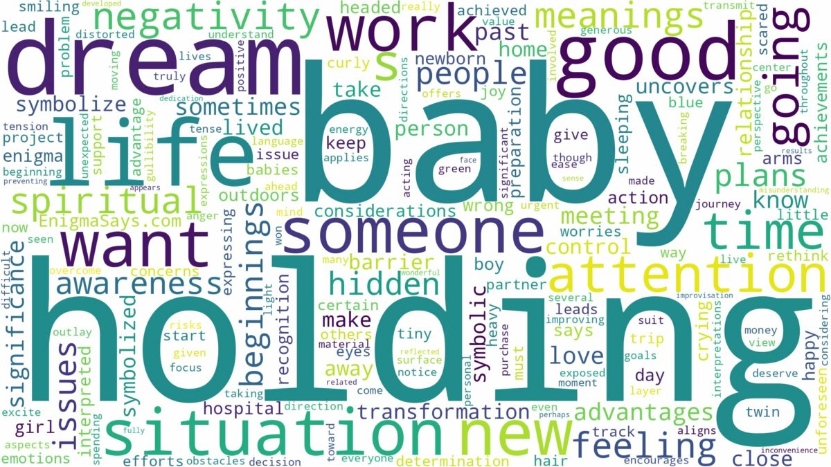 dream of holding baby and related dreams with their meanings in a word cloud