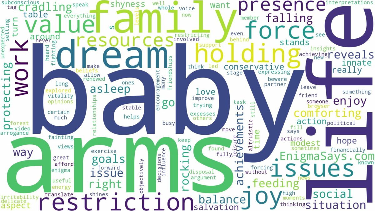 dreaming of holding baby in arms and related dreams with their meanings in a word cloud