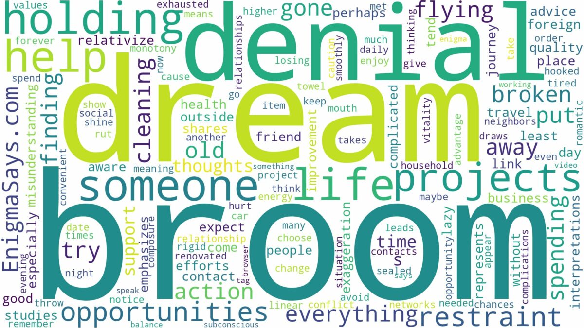 dream of holding broom and related dreams with their meanings in a word cloud