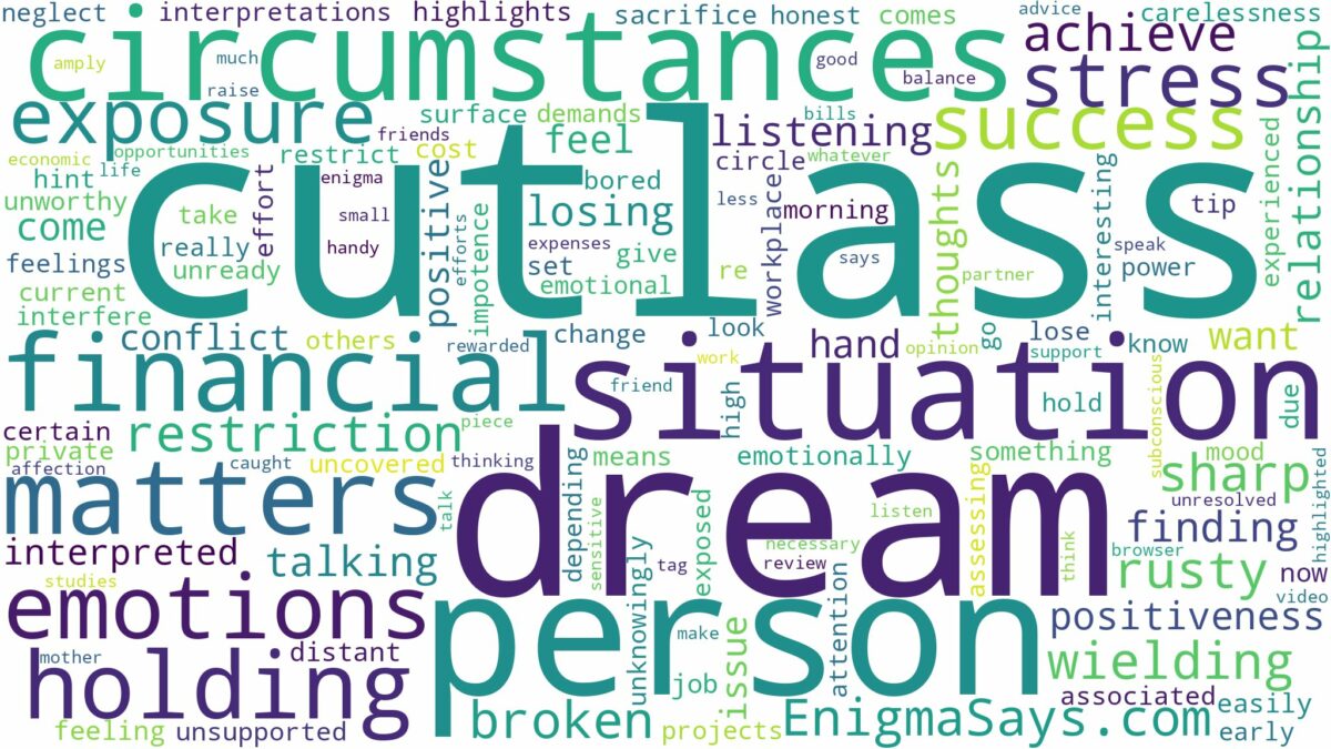 dream of holding cutlass and related dreams with their meanings in a word cloud