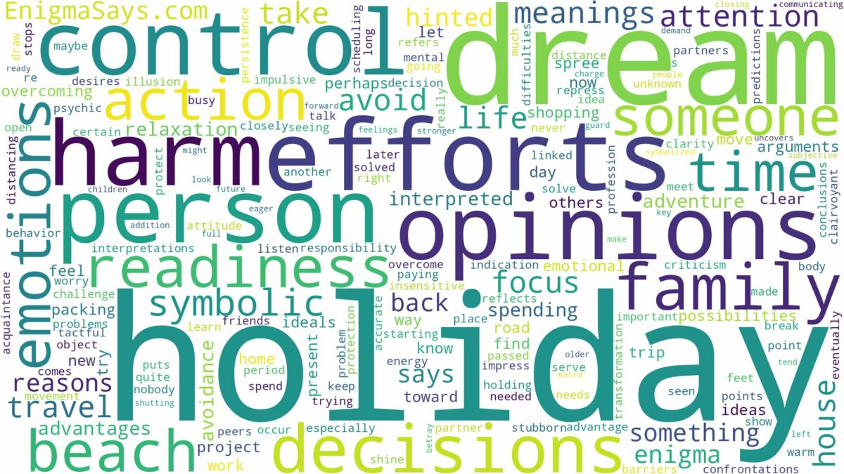 dream about holiday and related dreams with their meanings in a word cloud