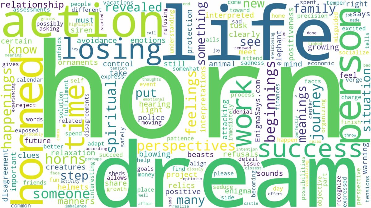 dream about horn and related dreams with their meanings in a word cloud