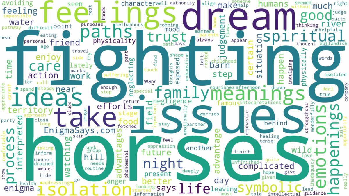 dreams about horses fighting and related dreams with their meanings in a word cloud