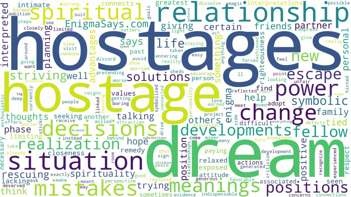 dream about hostage and related dreams with their meanings in a word cloud