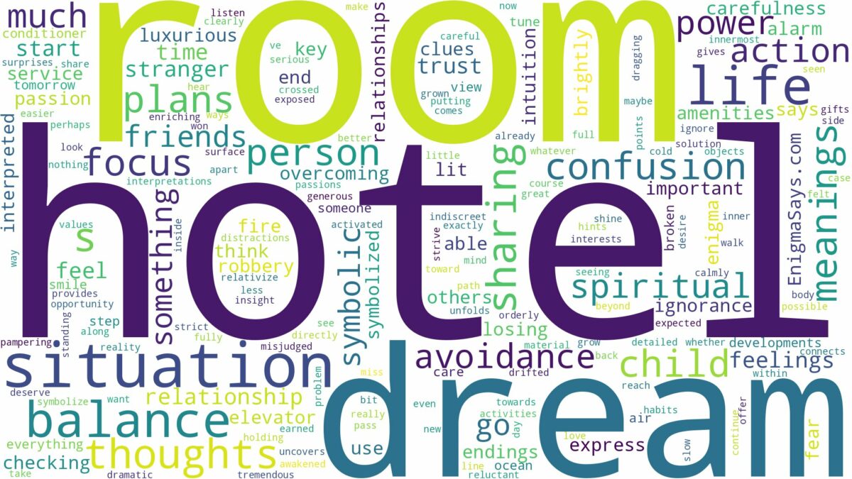 dream about hotel room and related dreams with their meanings in a word cloud