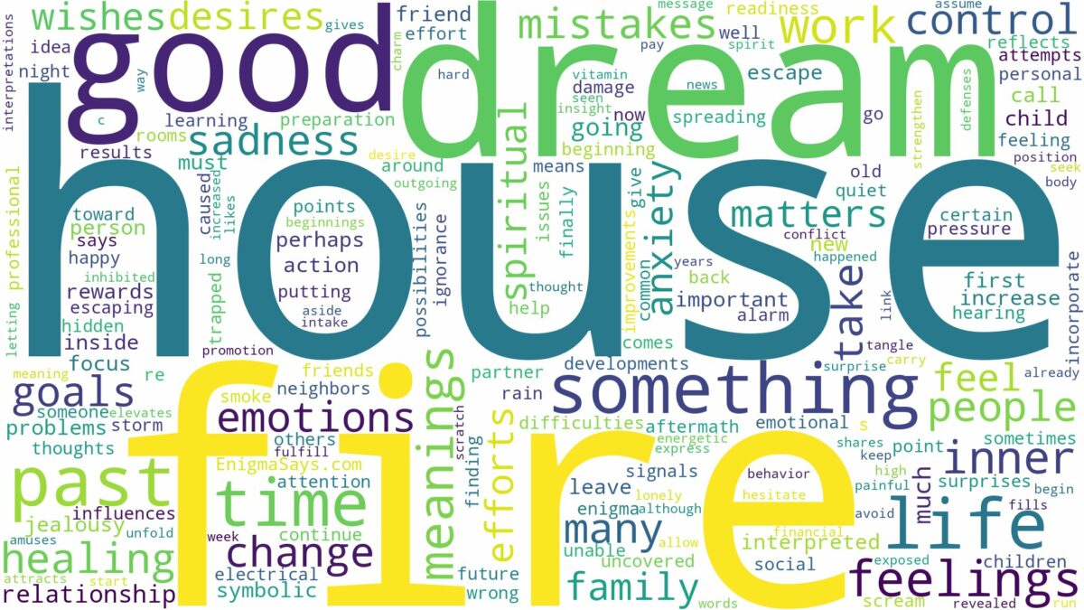 dream about house fire and related dreams with their meanings in a word cloud