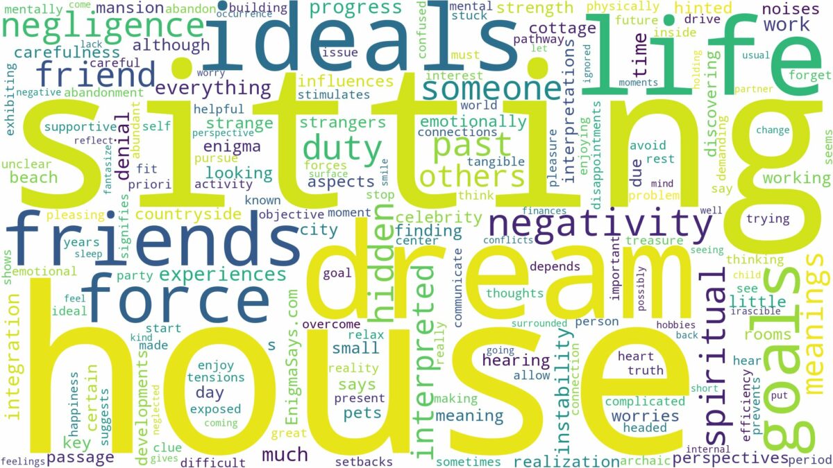 dreaming of house sitting and related dreams with their meanings in a word cloud