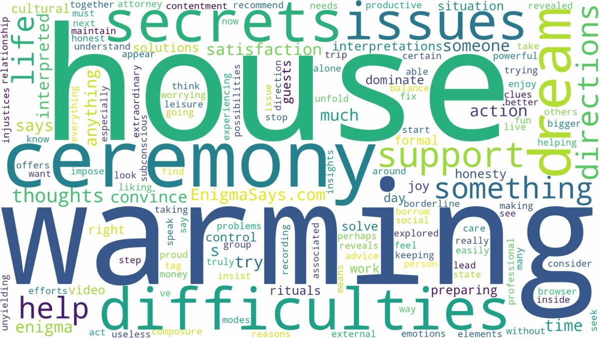 dreaming about house warming ceremony and related dreams with their meanings in a word cloud