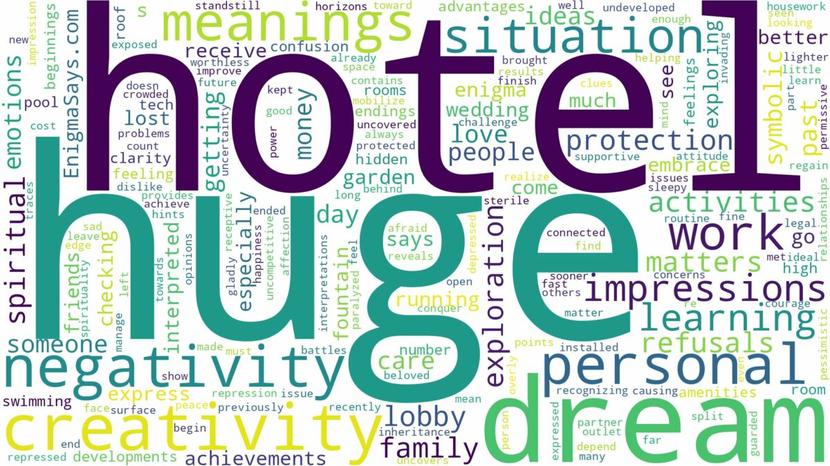 dream about huge hotel and related dreams with their meanings in a word cloud