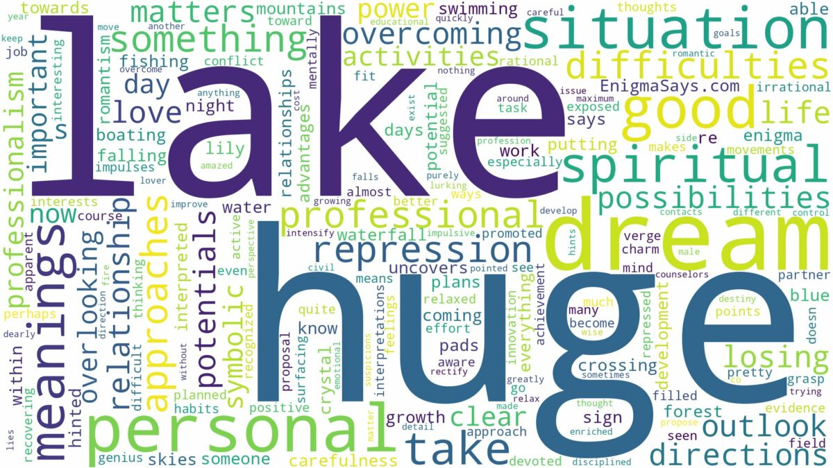 dream about huge lake and related dreams with their meanings in a word cloud