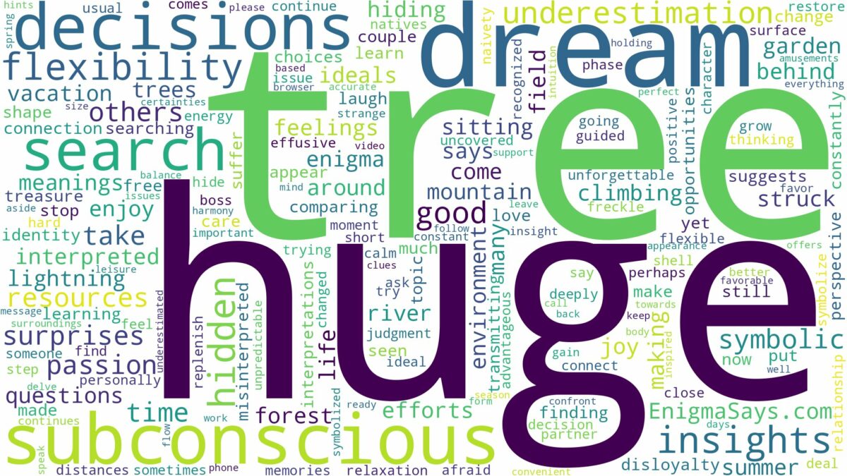 dream about huge tree and related dreams with their meanings in a word cloud