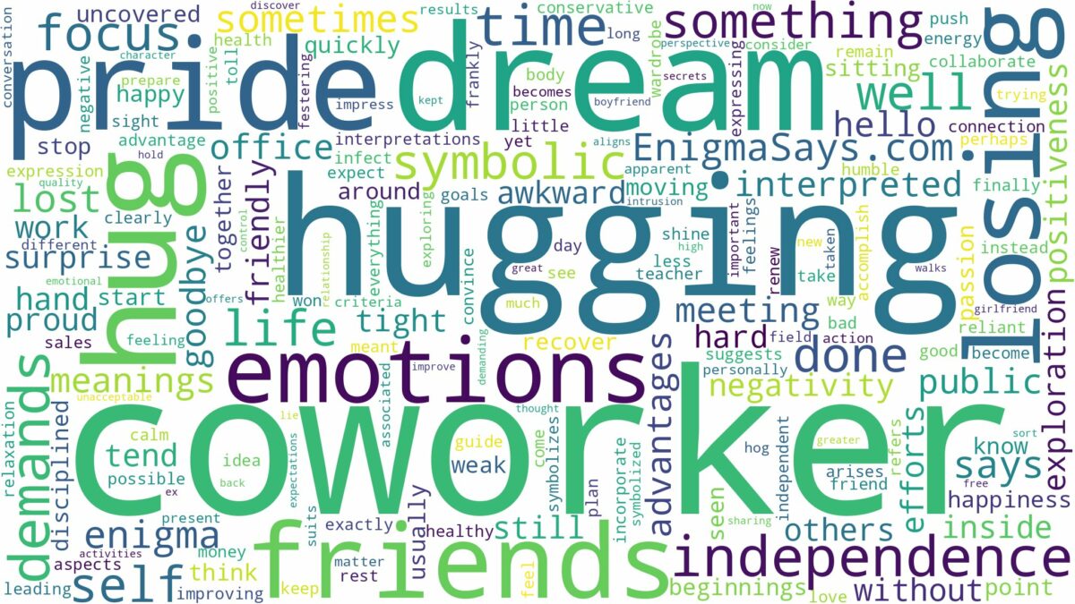 dream of hugging a coworker and related dreams with their meanings in a word cloud