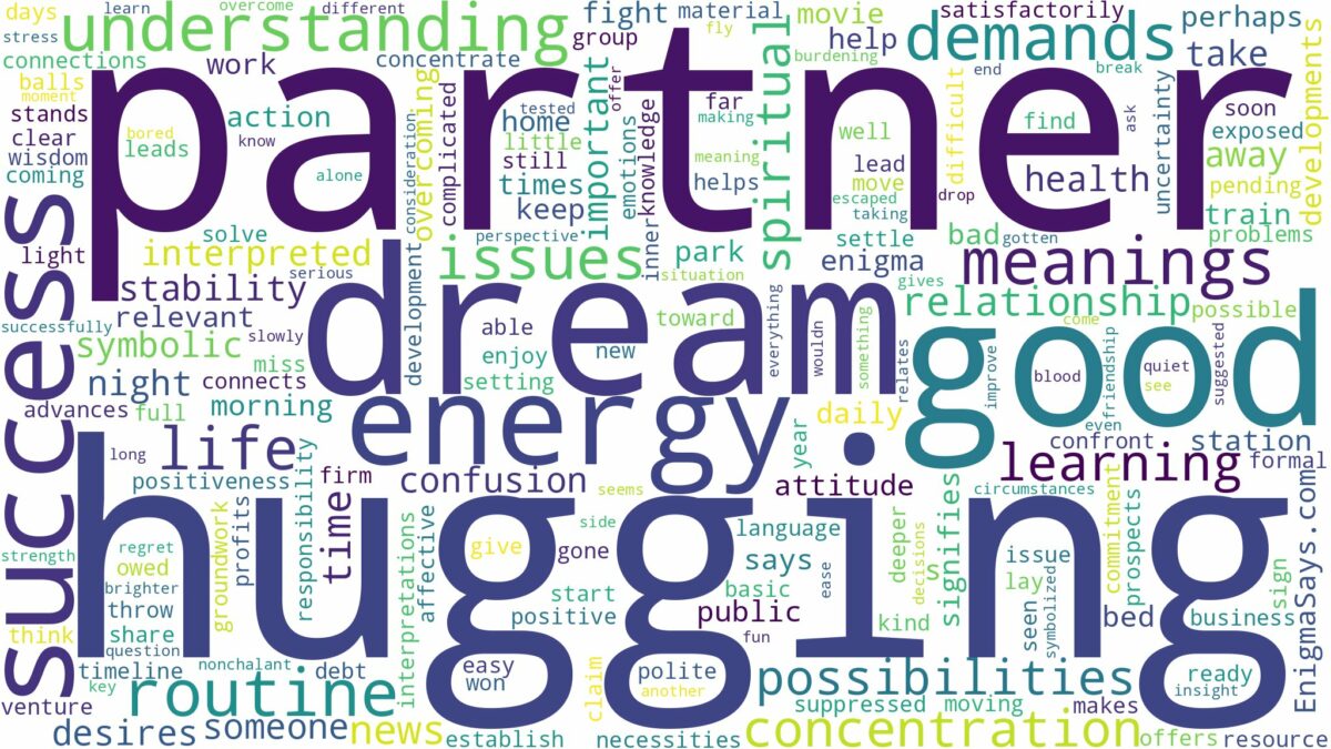 dream of hugging your partner and related dreams with their meanings in a word cloud