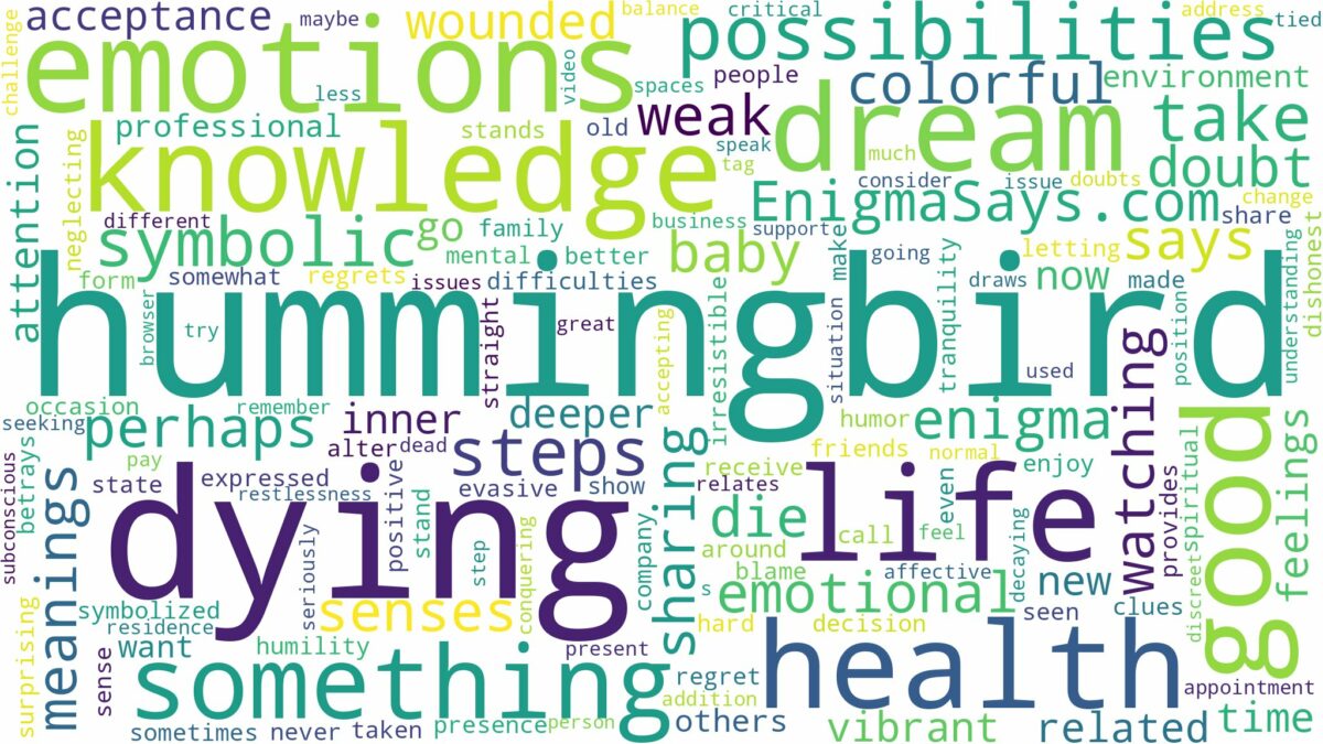 dreaming of hummingbird dying and related dreams with their meanings in a word cloud