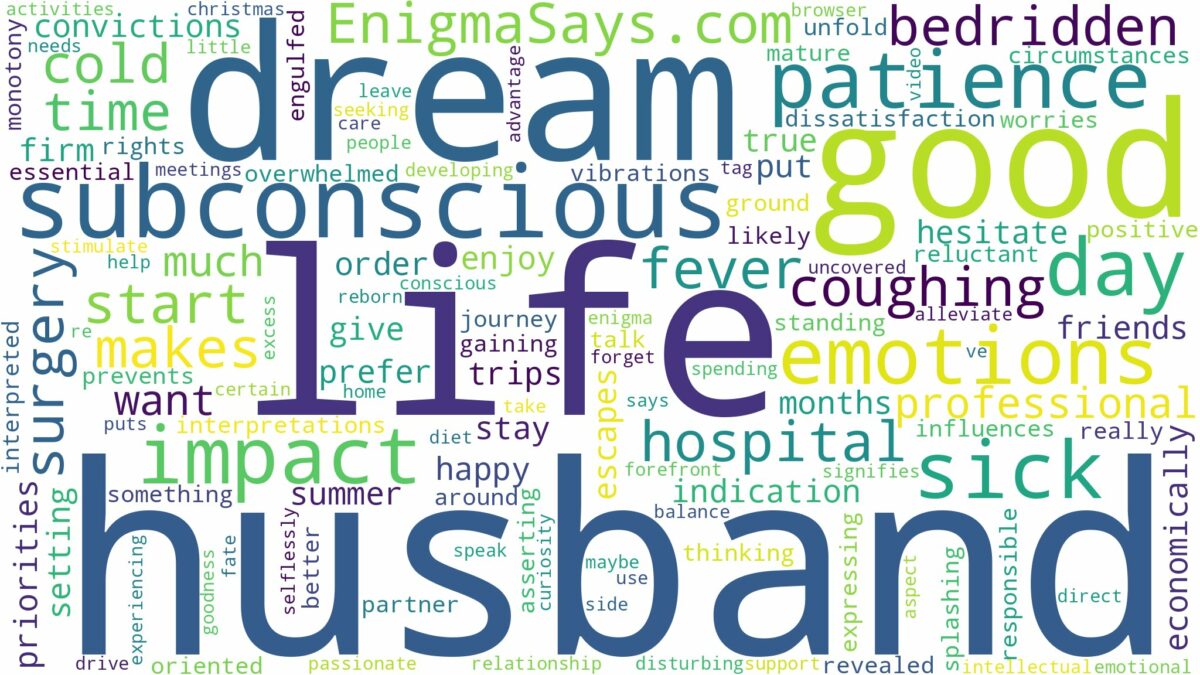 dreaming about husband being sick and related dreams with their meanings in a word cloud