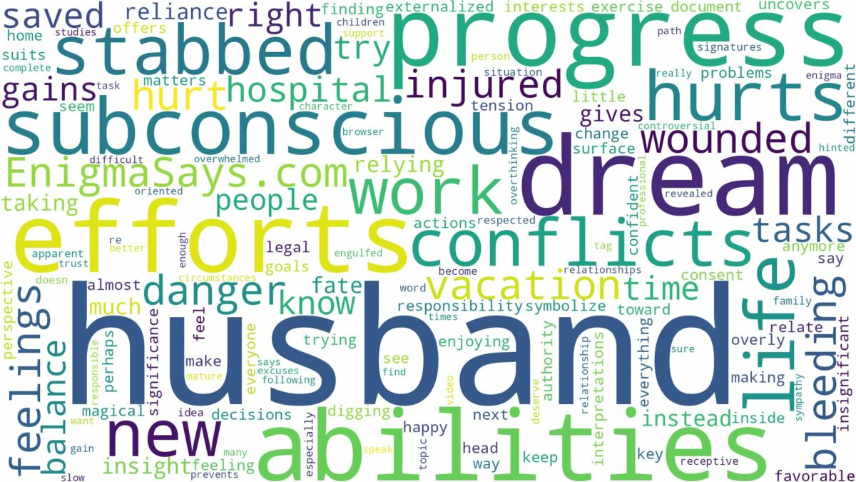 dreaming about husband being stabbed and related dreams with their meanings in a word cloud