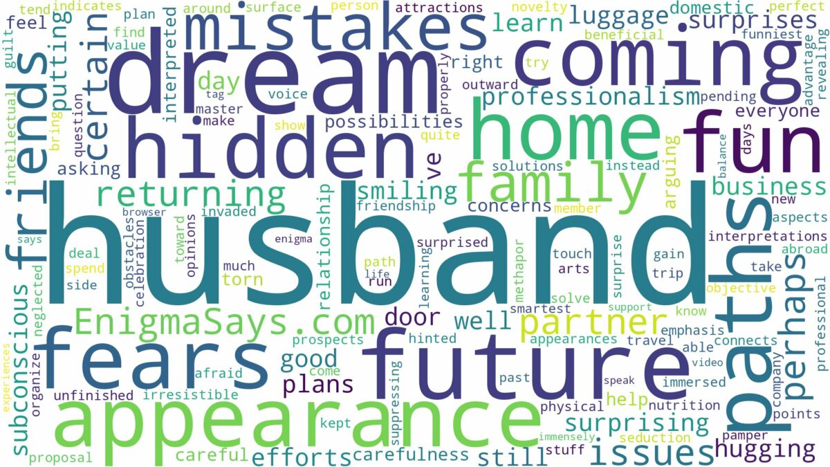 dreaming about husband coming home and related dreams with their meanings in a word cloud