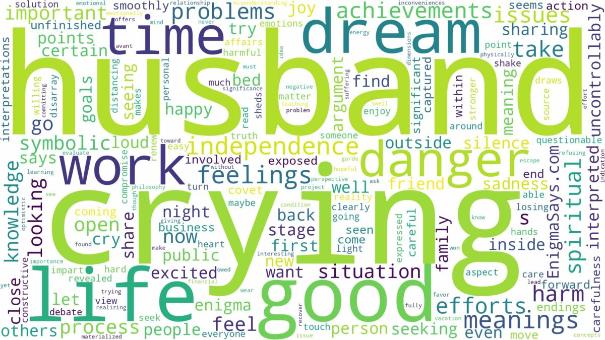 dreaming of husband crying and related dreams with their meanings in a word cloud