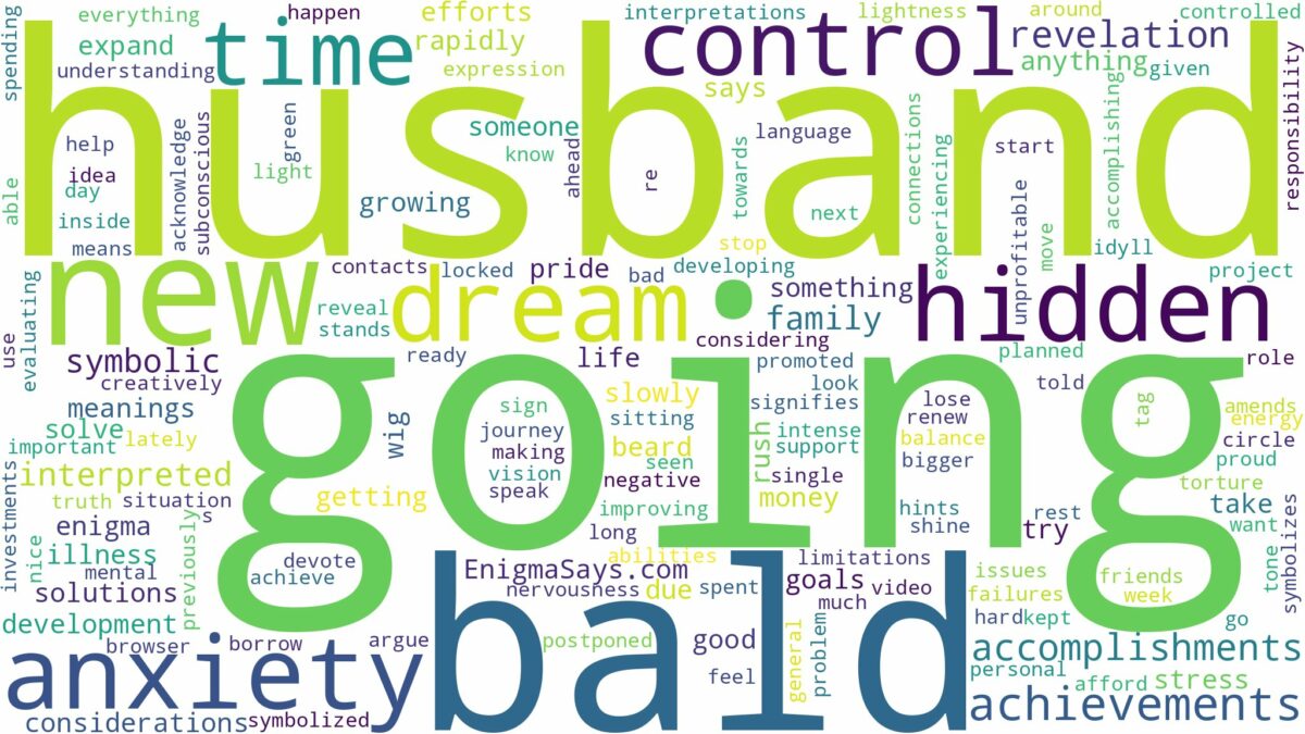 dreaming about husband going bald and related dreams with their meanings in a word cloud