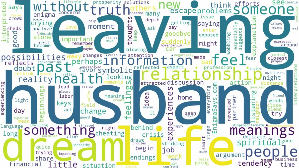 dreaming of husband leaving and related dreams with their meanings in a word cloud