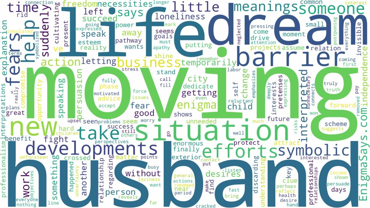 dreaming of husband moving out and related dreams with their meanings in a word cloud