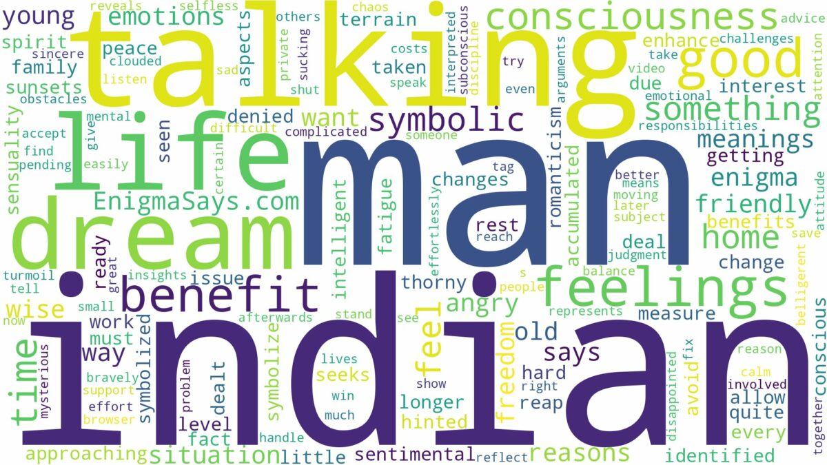 dreaming about indian man talking to you and related dreams with their meanings in a word cloud