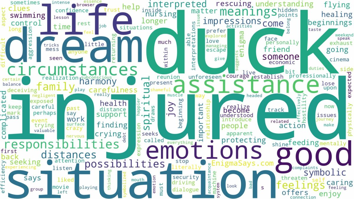 dream about injured duck and related dreams with their meanings in a word cloud