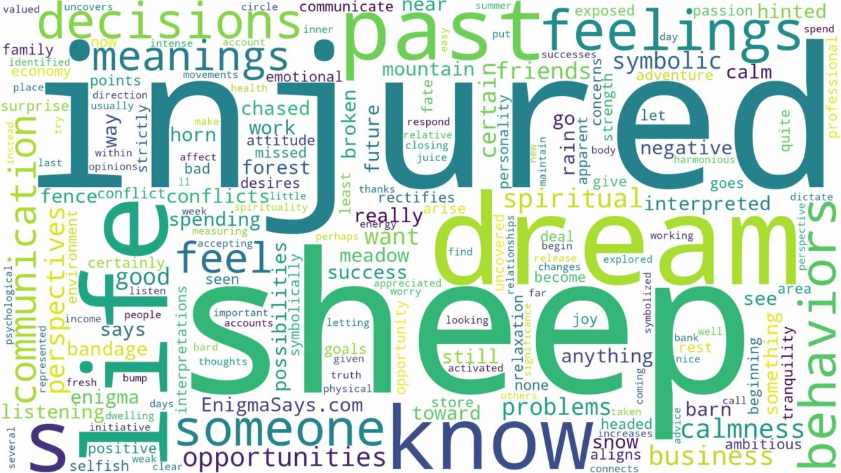 dream about injured sheep and related dreams with their meanings in a word cloud