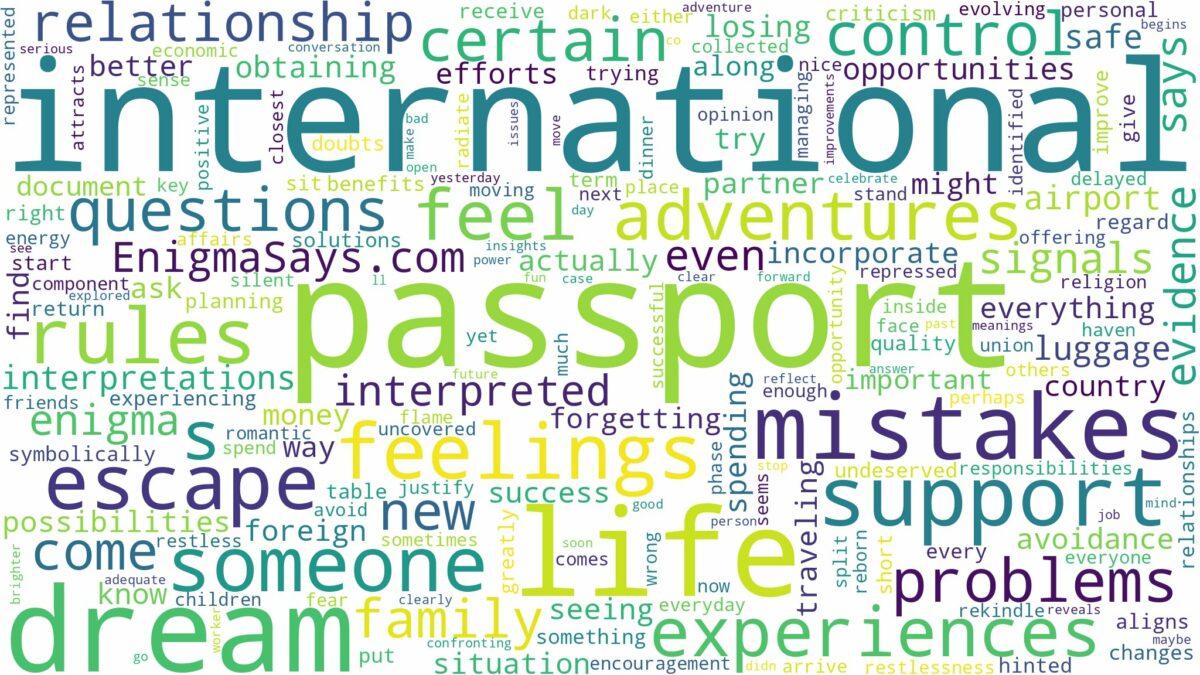 dream about international passport and related dreams with their meanings in a word cloud