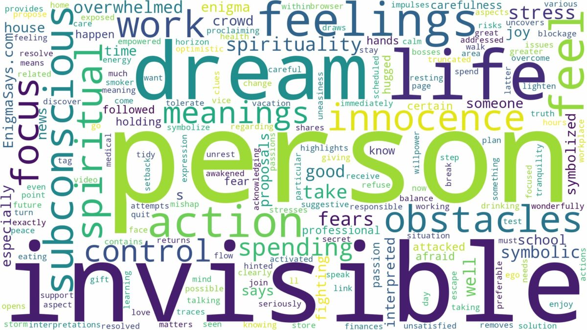 dream about invisible person and related dreams with their meanings in a word cloud