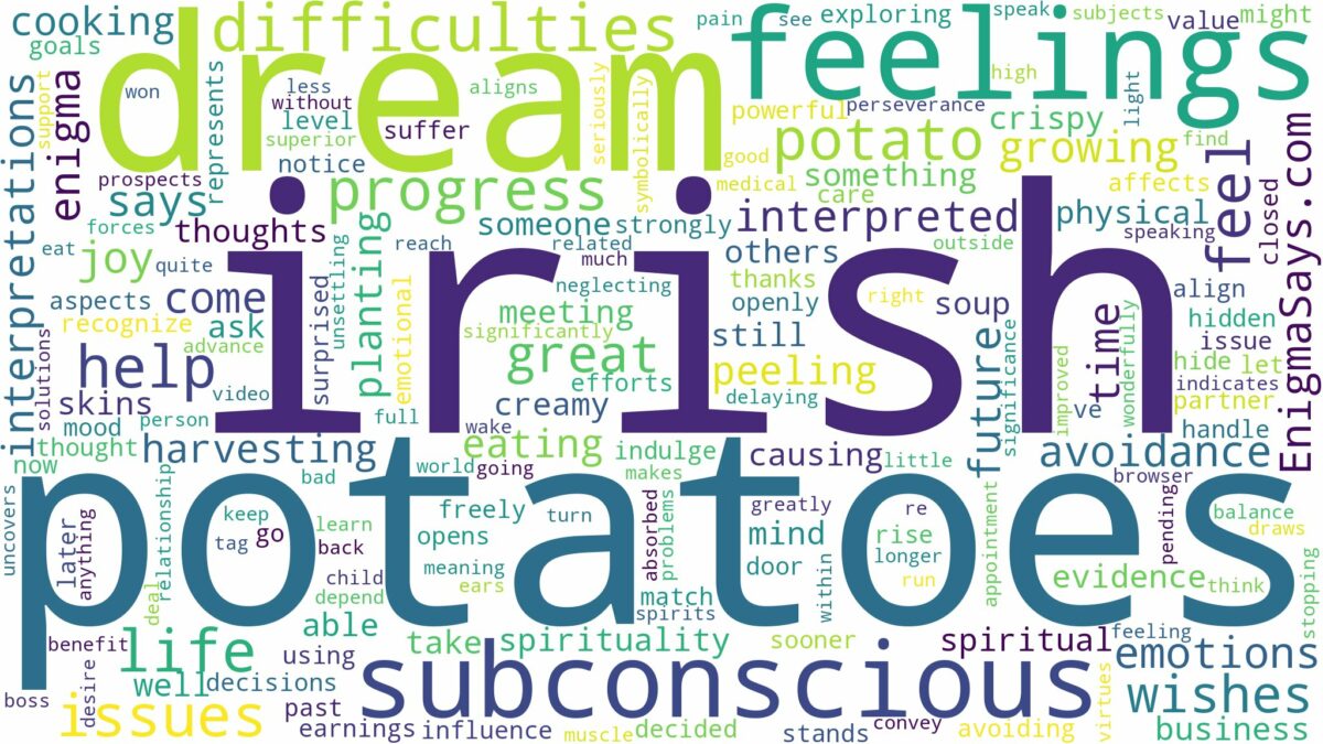 dream about irish potatoes and related dreams with their meanings in a word cloud