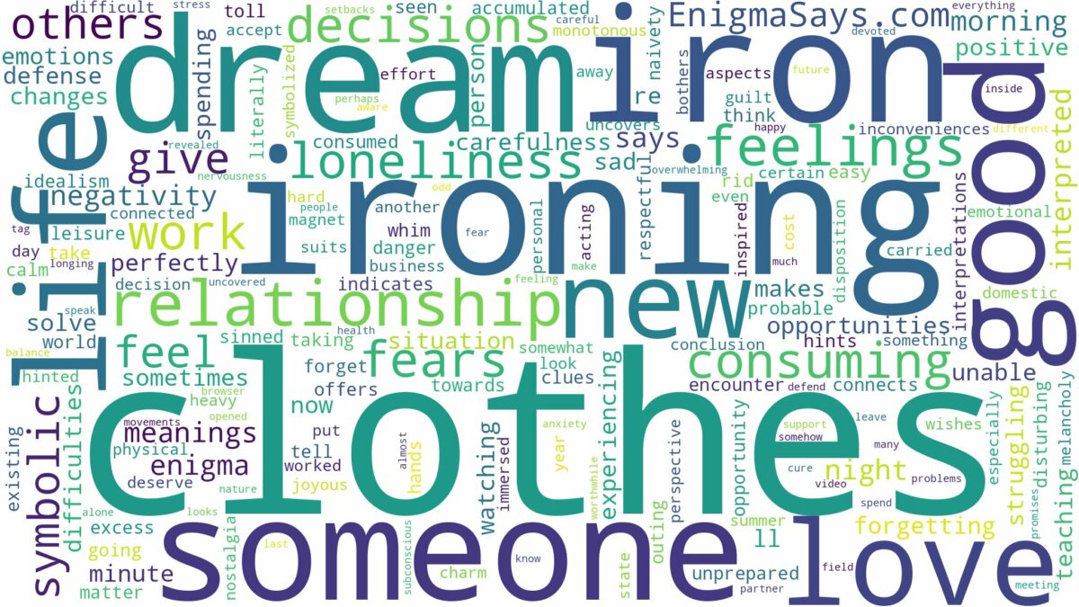 dream of ironing clothes and related dreams with their meanings in a word cloud