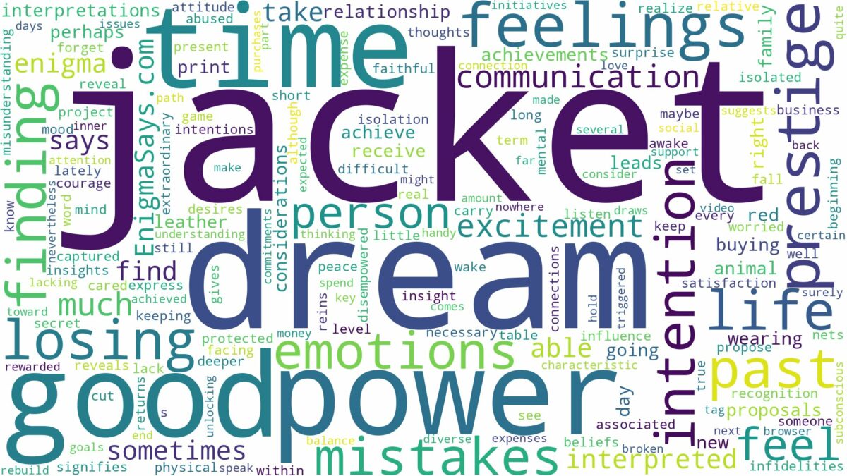 dream about jacket and related dreams with their meanings in a word cloud