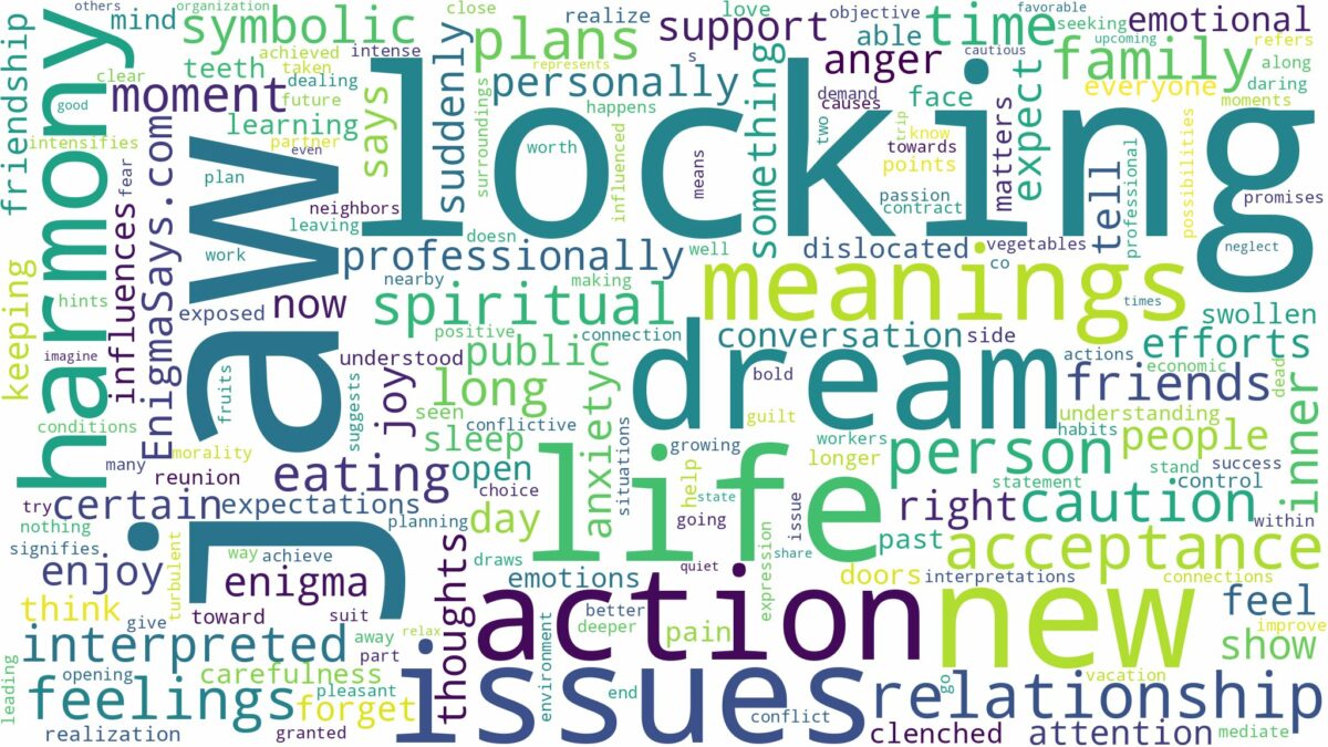 dreaming of jaw locking and related dreams with their meanings in a word cloud