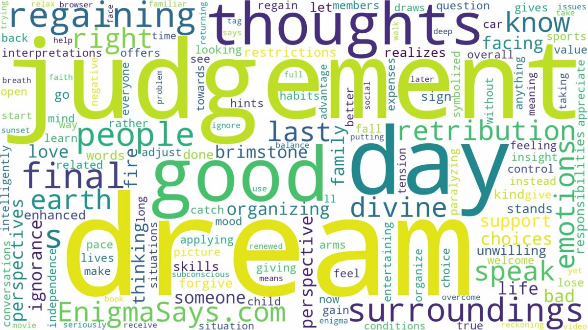 dream about judgement day and related dreams with their meanings in a word cloud