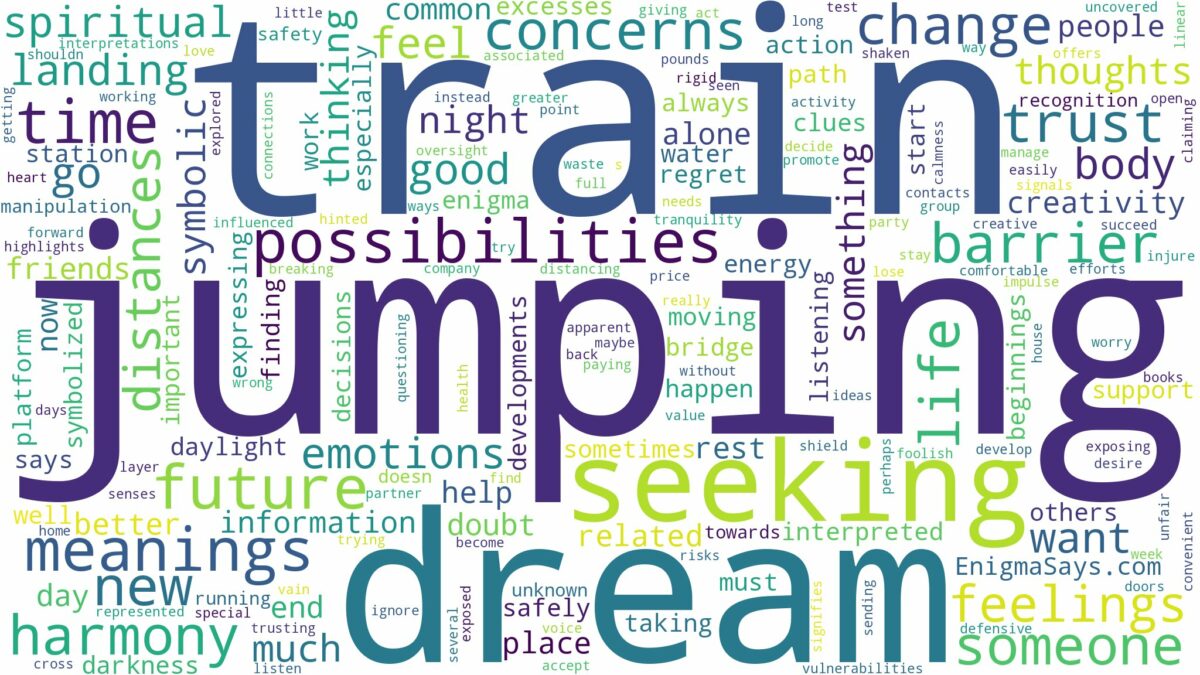 dream of jumping off a train and related dreams with their meanings in a word cloud