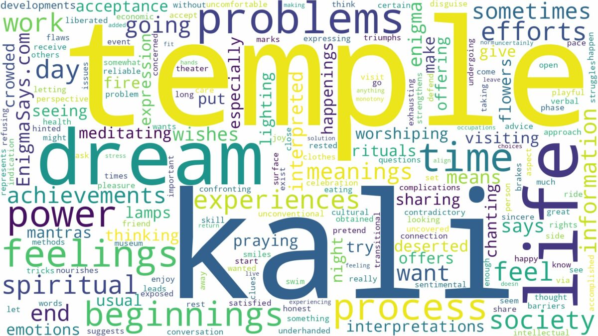 dream about kali temple and related dreams with their meanings in a word cloud