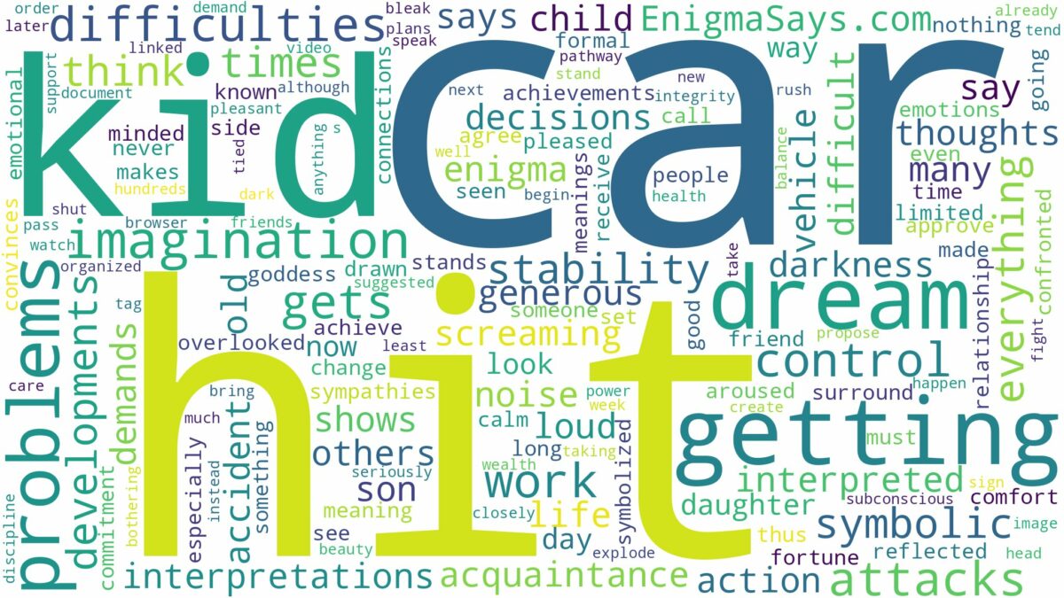 dreaming about kid getting hit by car and related dreams with their meanings in a word cloud