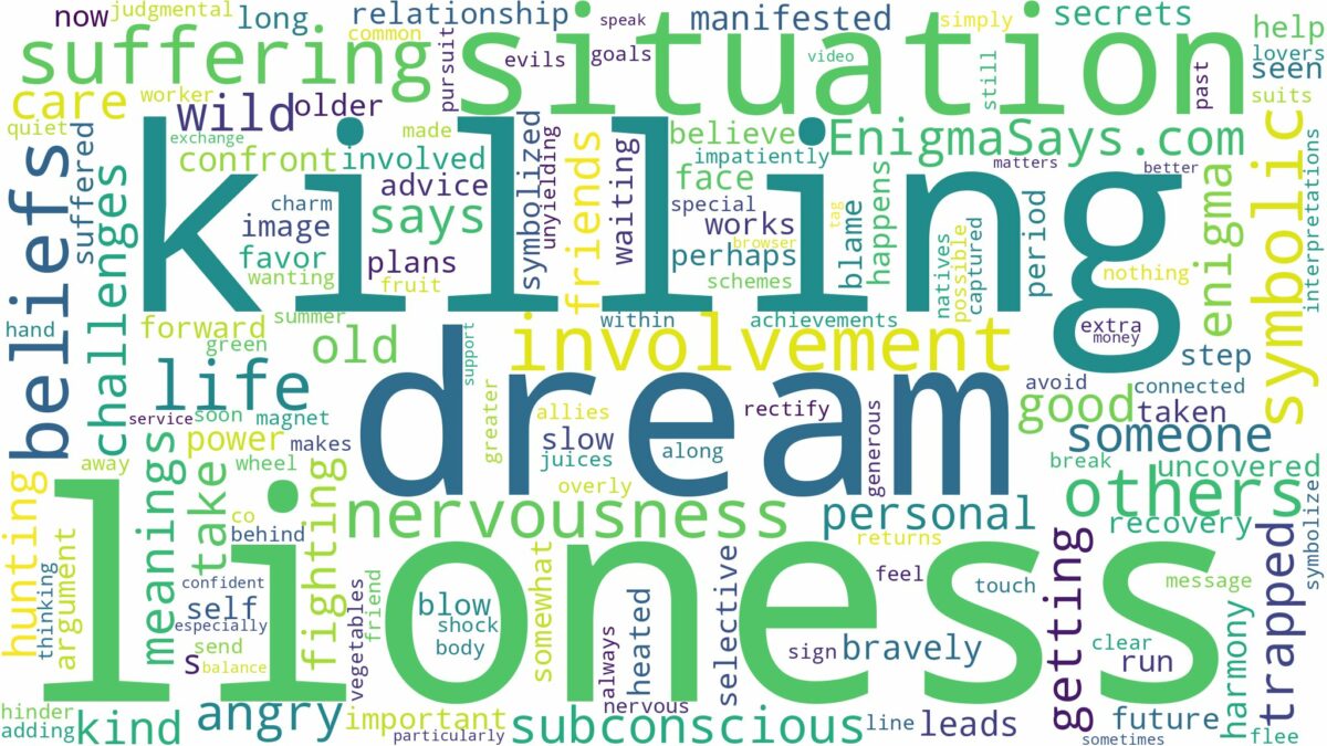 dream of killing a lioness and related dreams with their meanings in a word cloud