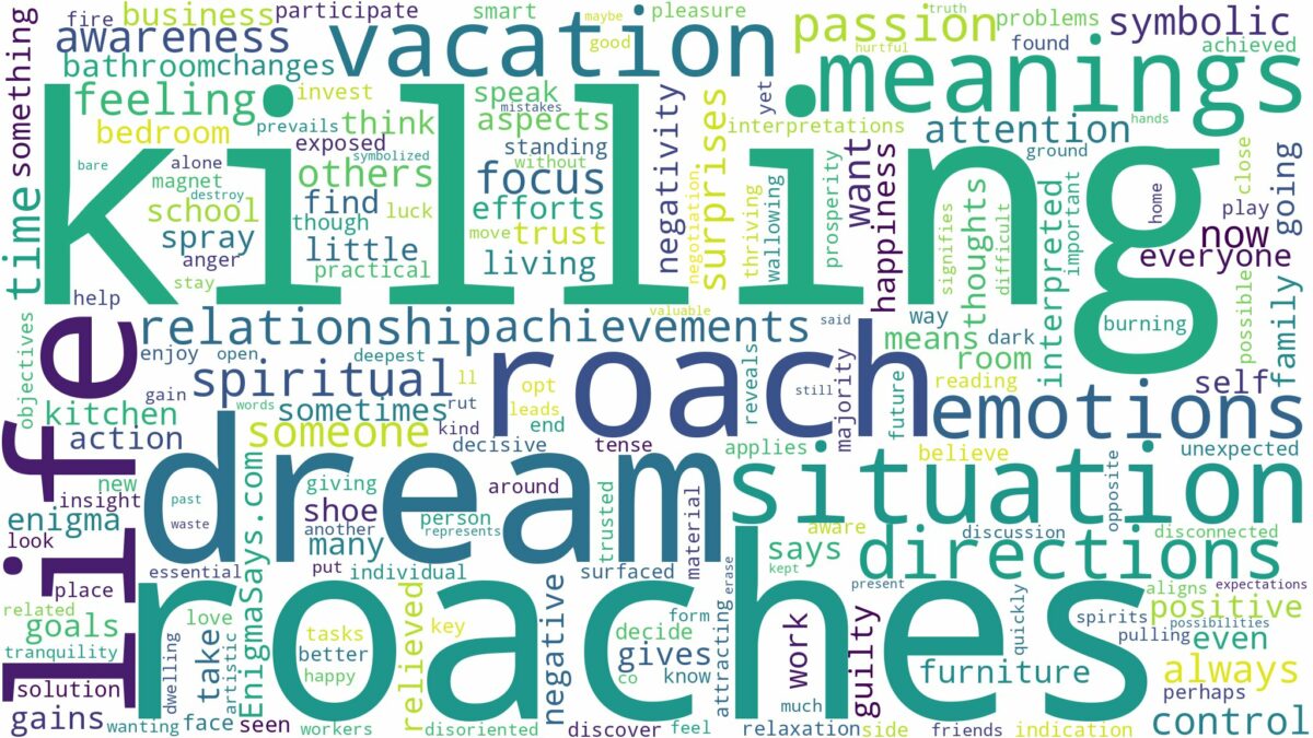 dream of killing a roach and related dreams with their meanings in a word cloud