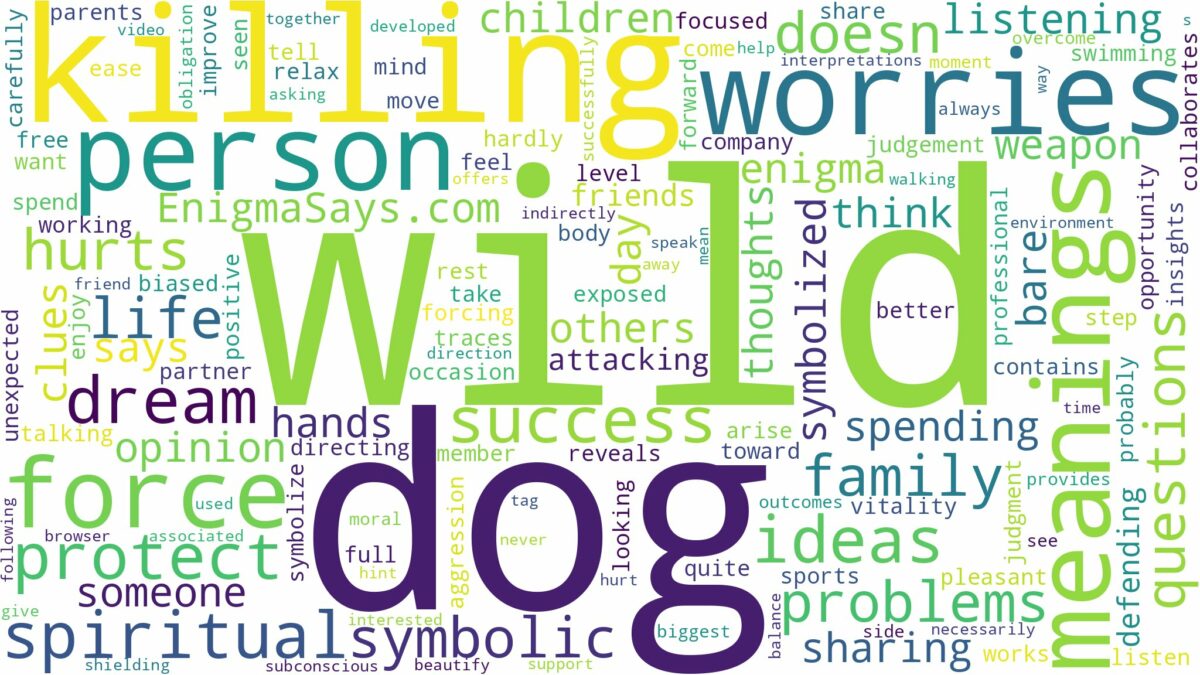 dreaming of killing a wild dog and related dreams with their meanings in a word cloud