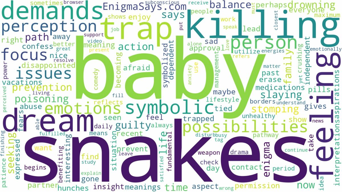 dreaming of killing baby snakes and related dreams with their meanings in a word cloud